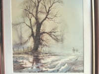 Image 2 of Framed Vintage Alwyn Crawshaw Art Print 'Going Home', Couple Dogs Horse Tree on Country Track 