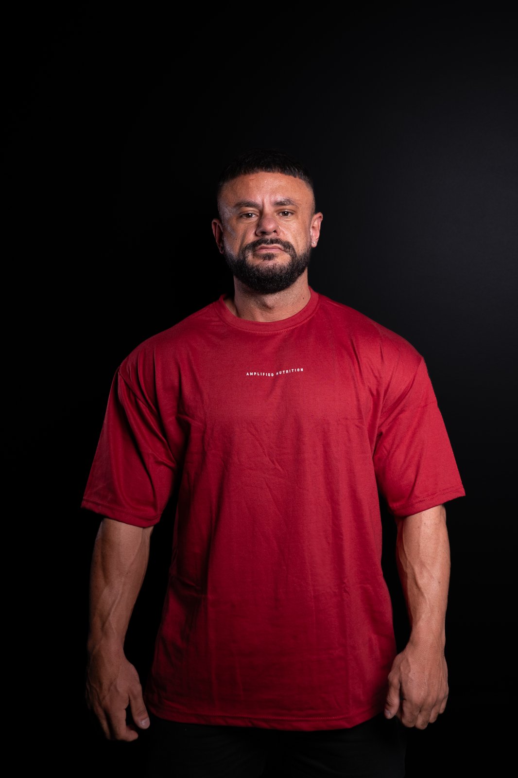Amplified Oversized Weight Tee – Dark Red