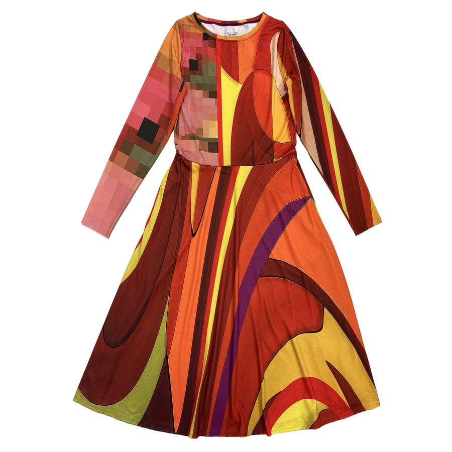 Image of LONG-SLEEVED PRINTED DRESS RE2026-PIXELES 