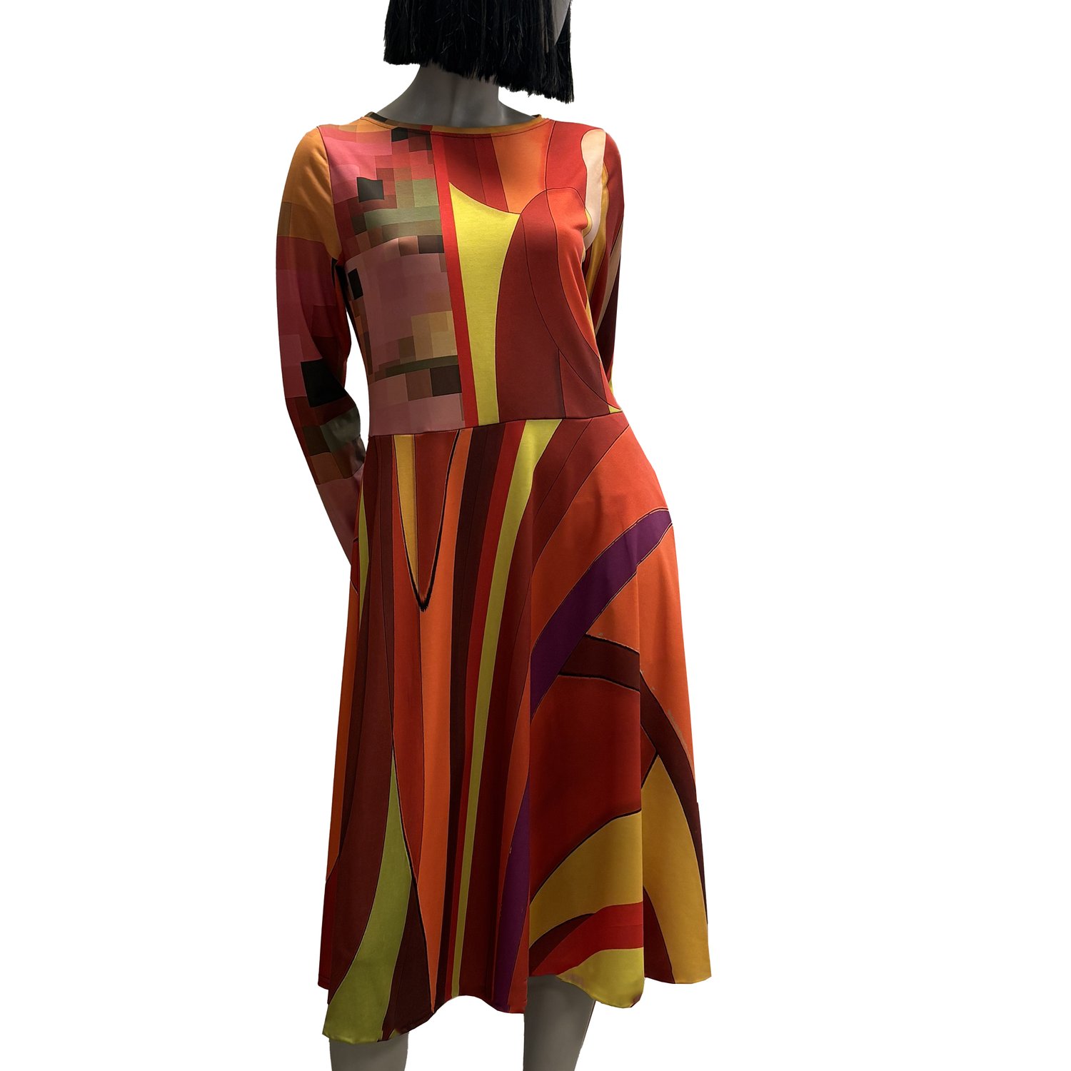 Image of LONG-SLEEVED PRINTED DRESS RE2026-PIXELES 