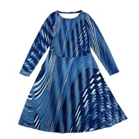 Image 1 of LONG-SLEEVED PRINTED DRESS - RE2026 BLUE WEAVE
