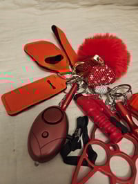 Image 4 of Red Bling Mushroom Safety Keychain 