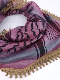 Image 4 of Mauve & Gold Tassel Keffiyeh