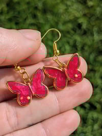 Gold and Crimson Butterfly Earrings