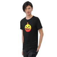 Image 2 of Short Sleeved T-shirt (Adult M/F) - Jack O Lantern Vintage Red-Yellow