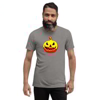Image 9 of Short Sleeved T-shirt (Adult M/F) - Jack O Lantern Vintage Red-Yellow
