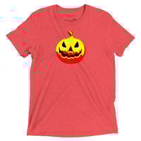 Image 22 of Short Sleeved T-shirt (Adult M/F) - Jack O Lantern Vintage Red-Yellow
