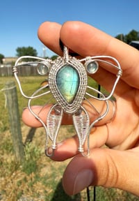 Image 1 of Labradorite Luna Moth Pendant 