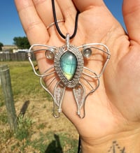 Image 3 of Labradorite Luna Moth Pendant 