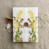 Image 8 of Eleanor floral printed vellum wrap for 5x7 cards PACK of 10
