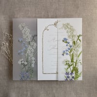 Image 6 of Eleanor floral printed vellum wrap for 5x7 cards PACK of 10