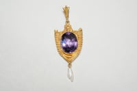 Image 2 of Antique 10k Gold EGYPTIAN REVIVAL Amethyst Pendant - Gold, Amethyst Pendant