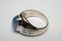 Image 6 of Classic MID CENTURY Gents 14k White Gold, Lavender Star Sapphire Ring - Size 8 3/4
