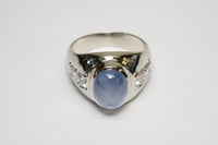 Image 8 of Classic MID CENTURY Gents 14k White Gold, Lavender Star Sapphire Ring - Size 8 3/4