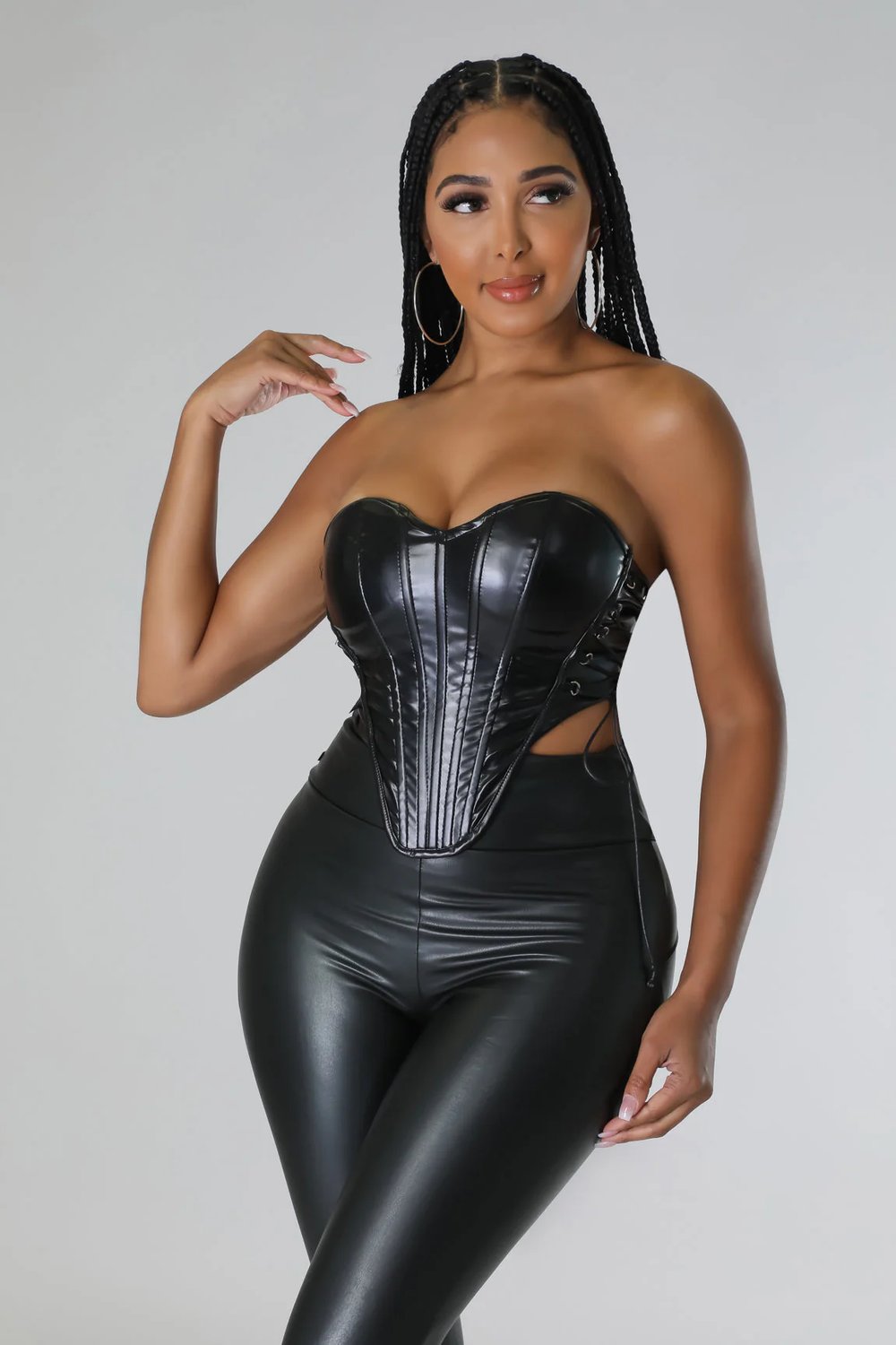 Image of Faux leather corset top