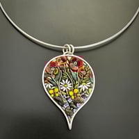 Image 2 of Poppy in Leaf Pendant