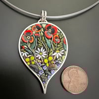 Image 3 of Poppy in Leaf Pendant