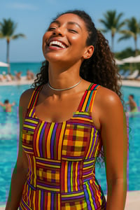 Image 1 of Kente Plaid Women's tank tops | More Colors Available🎨 Surf and Turf 🌊