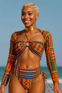 Image 1 of Kente Plaid Bolero Tops | More Colors Available🎨 Surf and Turf 🌊