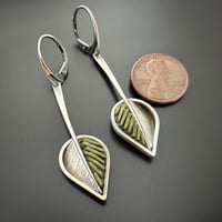 Image 3 of Green Leaves and Stems Earrings
