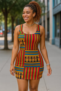 Image 1 of Kente Plaid Women's Mini Dress | More Colors Available 🎨