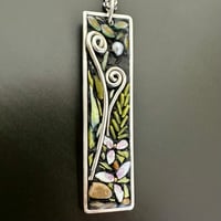 Image 1 of Moonlit Fiddleheads and Trillium Pendant