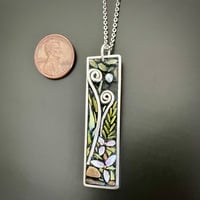 Image 3 of Moonlit Fiddleheads and Trillium Pendant