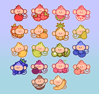 Image 2 of fruit monkeys sticker gacha