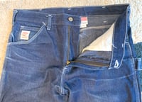 Image 5 of Pointer indigo dyed denim carpenter pants, made in USA, size 34