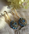 Rare and Limited Vintage Swarovski Aqua and Peridot Green Drop Earrings