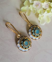 Image 10 of Swarovsk Green-Blue (Pacific Opal) and White Opal Drop Earrings