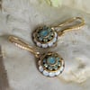 Rare and Limited Vintage Swarovsk Green-Blue (Pacific Opal) and White Opal Drop Earrings