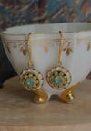 Rare and Limited Vintage Swarovsk Green-Blue (Pacific Opal) and White Opal Drop Earrings