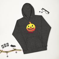 Image 1 of Long Sleeve Hoodie (Adult M/F) - Jack O Lantern Retro Vintage Red-Yellow