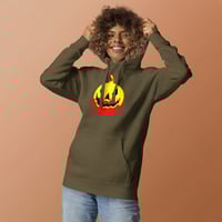 Image 3 of Long Sleeve Hoodie (Adult M/F) - Jack O Lantern Retro Vintage Red-Yellow