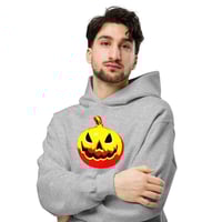 Image 4 of Long Sleeve Oversized Hoodie (Adult M/F) - Jack O Lantern Vintage Red-Yellow