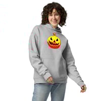 Image 5 of Long Sleeve Oversized Hoodie (Adult M/F) - Jack O Lantern Vintage Red-Yellow