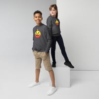 Image 4 of Youth Crewneck Sweatshirt - Jack O Lantern Vintage Red-Yellow