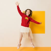 Image 2 of Youth Crewneck Sweatshirt - Jack O Lantern Vintage Red-Yellow