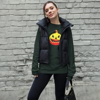 Image 8 of Long Sleeve Tee (Adult M/F) - Jack O Lantern Vintage Red-Yellow
