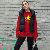 Image 6 of Long Sleeve Tee (Adult M/F) - Jack O Lantern Vintage Red-Yellow