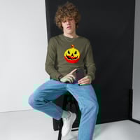Image 5 of Long Sleeve Tee (Adult M/F) - Jack O Lantern Vintage Red-Yellow