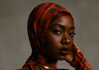 Image 1 of OG Kente Hooded Scarf | More Colors Available🎨 Surf and Turf 🌊