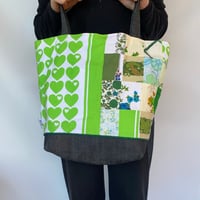 Image 3 of Heartland Handmade Tote Bag Upcycled Vintage Fabrics & Denim