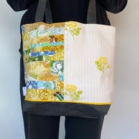 Image 3 of Sunshine Stitched Handmade Tote Bag Upcycled Vintage Fabrics & Denim