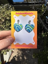 Image 2 of Ocean heart polymer clay earrings 