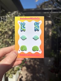 Image 2 of Mini sea treasure polymer clay stud trio