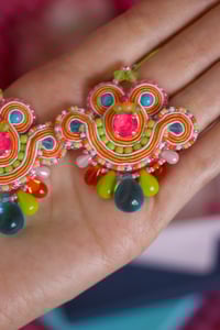 Image 5 of Mini Earrings - 1975 - Neon Pink - Fermoirs Argent 925 