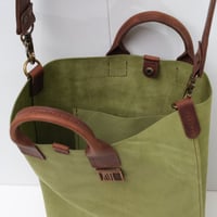 Image 6 of Suede Two-way Tote in avocado
