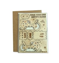Image 4 of Set of 5, Build-your-own miniature Santa's sleigh greeting card